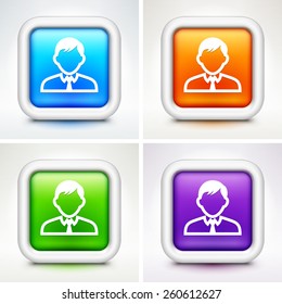 Man in Suit  on Multi Color Square Buttons