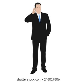Man in suit on the phone. Vector illustration