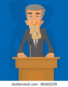 man in a suit on the podium, vector illustration