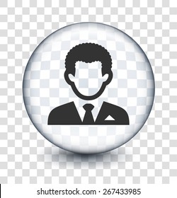 Man in Suit on Transparent Round Buttons