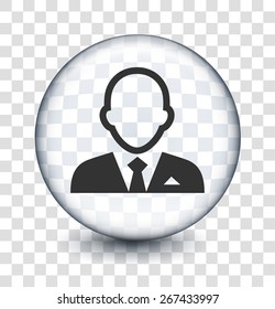 Man in Suit on Transparent Round Buttons