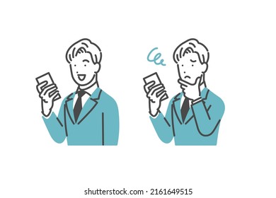 Ein Mann in einem Anzug, der ein Smartphone bedient