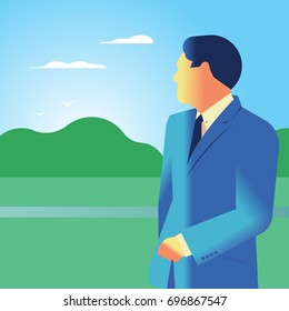 man suit park retro