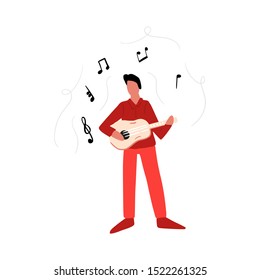 man in suit is playing guitar. Live music concert, event. T-shirt print, poster design element.