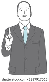 A man in a suit pointing his index finger