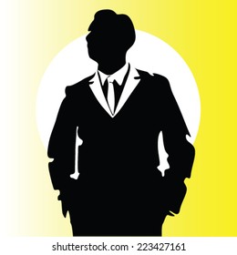 man in suit posing vector silhouette