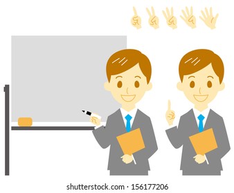 man in suit, presentation, guidance