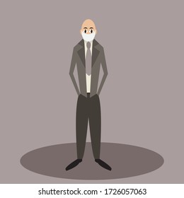 Hombre con traje con máscara protectora ilustración vectorial