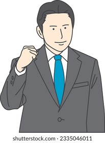A man in a suit raising a clenched fist