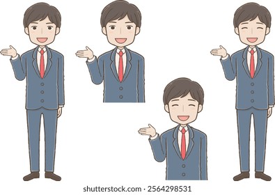 A man in a suit raising his right hand to guide.