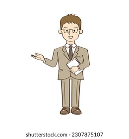 A man in a suit reaching out his hand to introduce