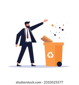 Man in a suit recycling trash vector isolated
