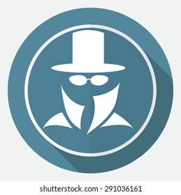 Man in suit. Secret service agent icon a long shadow