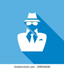 Man in suit. Secret service agent icon a long shadow