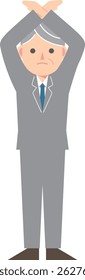 A man in a suit showing NO