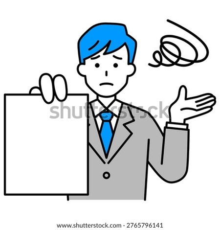 A man in a suit is shown some documents and appears distressed.