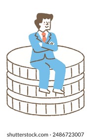 Man in suit sitting on large money _color