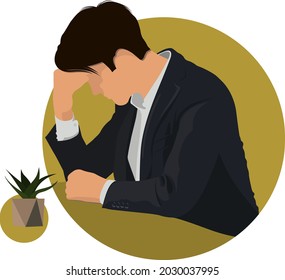a man in a suit is sitting sad