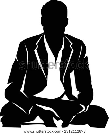 Man in Suit Sitting Silhouette