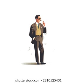 Man in a suit smoking cigar vector isolated