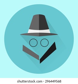 Man in suit. Spy icon isolated on background. Modern flat pictogram, business, marketing, internet concept. Trendy Simple vector symbol for web site design or button to mobile app. Logo illustration
