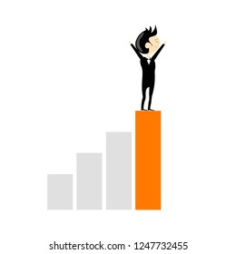 a man in a suit is standing on the steps of the diagram of infographics