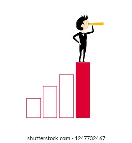 a man in a suit is standing on the steps of the diagram of infographics