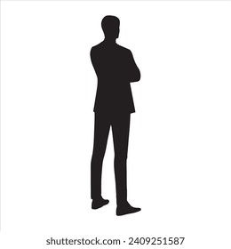 Man in suit standing silhouete vector, logo, icon