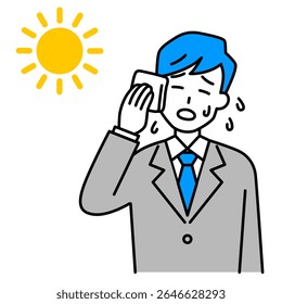 Man in a suit suffering from heatstroke