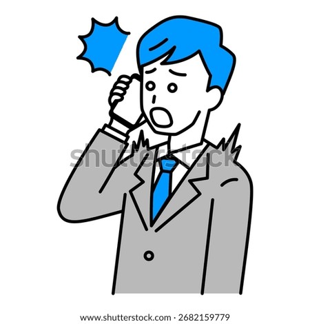 Man in a suit surprised by a smartphone call