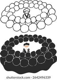 Man in a suit surrounded by many people Vector