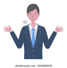 A man in a suit that is in a state of being upset