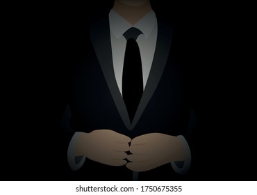 Hombre con traje y corbata en la oscuridad.