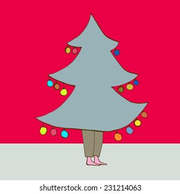 Man in suit tree. Vector illustration.