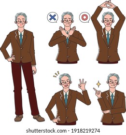 man in a suit is in various poses