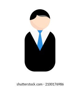 Hombre con icono de vector de traje. Icono de un hombre simple con un traje de negocios. Icono de trabajador de Office. Icono de un empresario, empleador, agente comercial, vendedor, persona jurídica, persona física. Ilustración vectorial.