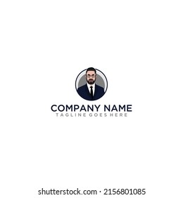 Man in suit vector portrait circular frame professional icon for business and corporate design