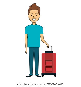 man with suitcase character