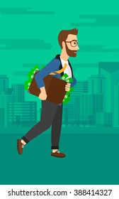 Man with suitcase full of money.