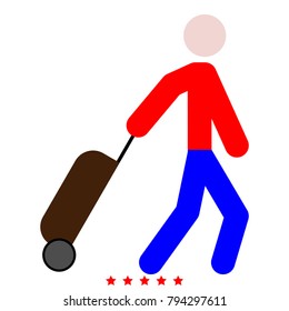 Man with suitcase icon .