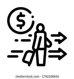 man with suitcase with money icon vector. man with suitcase with money sign. isolated contour symbol illustration