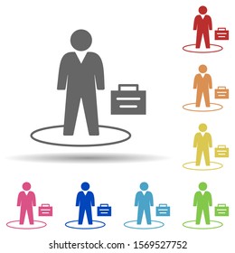Man, suitcase in multi color style icon. Simple glyph, flat vector of business icons for ui and ux, website or mobile application