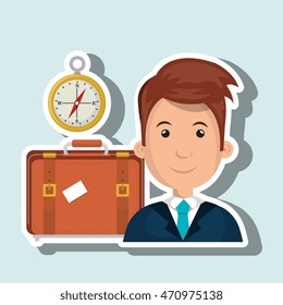 man suitcase travel location vector illustration eps 10