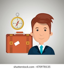 man suitcase travel location vector illustration eps 10