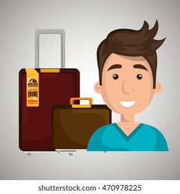 man suitcase travel location vector illustration eps 10