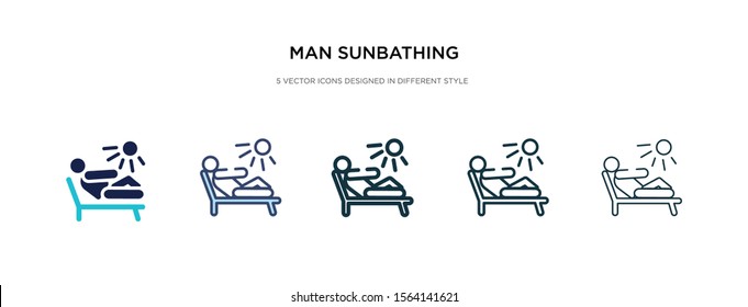 Man Sunbathing Icon In Different Style Vector Illustration. Two Colored And Black Man Sunbathing Vector Icons Designed In Filled, Outline, Line And Stroke Style Can Be Used For Web, Mobile, Ui