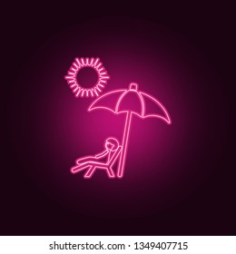 a man is sunbathing icon. Elements of Family in neon style icons. Simple icon for websites, web design, mobile app, info graphics