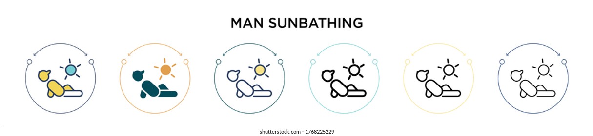 Man Sunbathing Icon In Filled, Thin Line, Outline And Stroke Style. Vector Illustration Of Two Colored And Black Man Sunbathing Vector Icons Designs Can Be Used For Mobile, Ui, Web