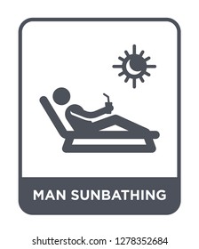 man sunbathing icon vector on white background, man sunbathing trendy filled icons from Behavior collection, man sunbathing vector illustration