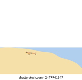 Man sunbathing on deckchair relax and enjoy outdoor lifestyle travel nature on the beach summer holiday vacation.